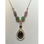 390 collier fluorite, aventurine, améthyste, swarovski, argent sterling